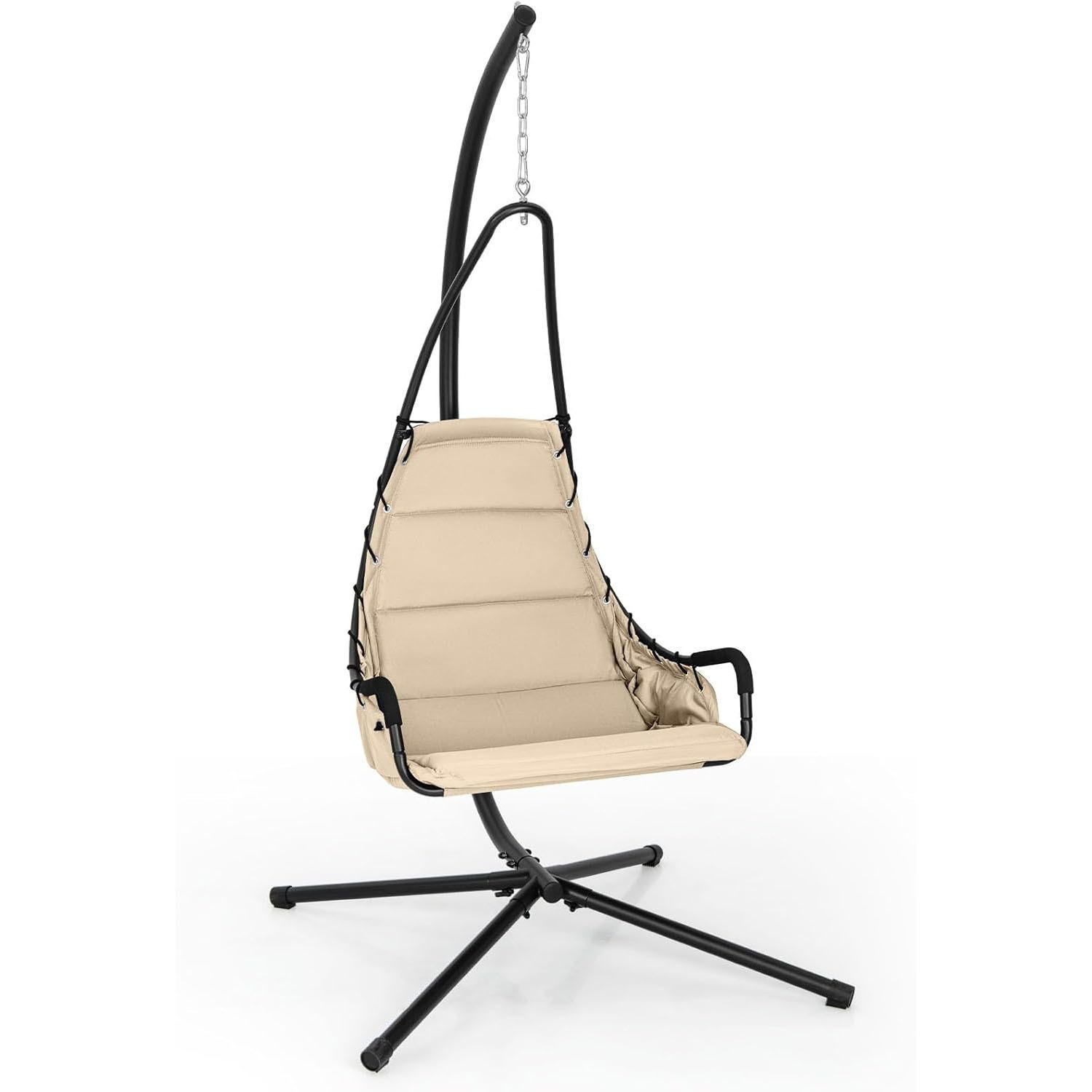 HÄNGESESSEL Beige - Beige, Metall (105/251/101cm) - COSTWAY