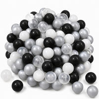 BÄLLEBAD-BÄLLE 200 Stück, Schwarz/Grau/Weiß/Transparent, 5.5 cm - Schwarz, Kunststoff (5.5/5.5/1cm) - Littletom