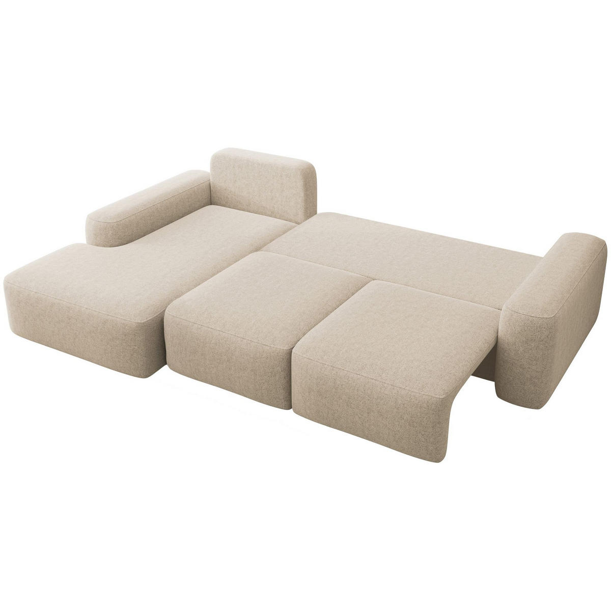 ECKSOFA Carnos mit Ballkissen, Beige Chenille, linksseitig - Beige/Schwarz, Kunststoff/Textil (264/162cm) - Selsey