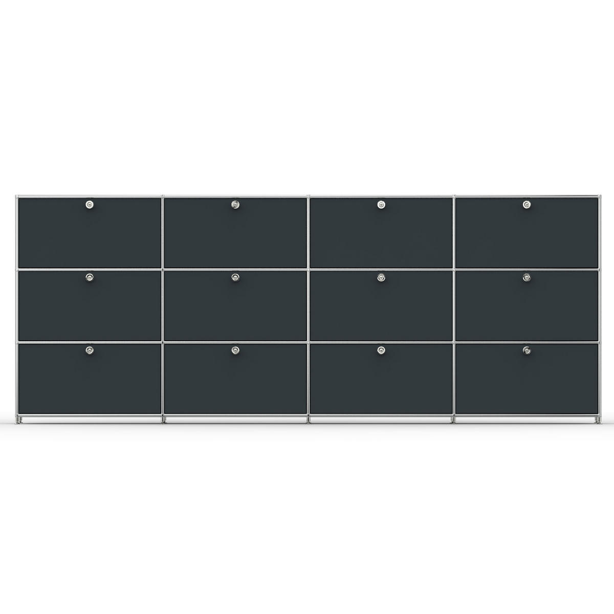 HOCHSCHRANK, 12 Klappen, Schloss, Breite 302 cm, Anthrazitgrau - Chromfarben/Silberfarben, Metall (40/118/302.2cm) - Versee