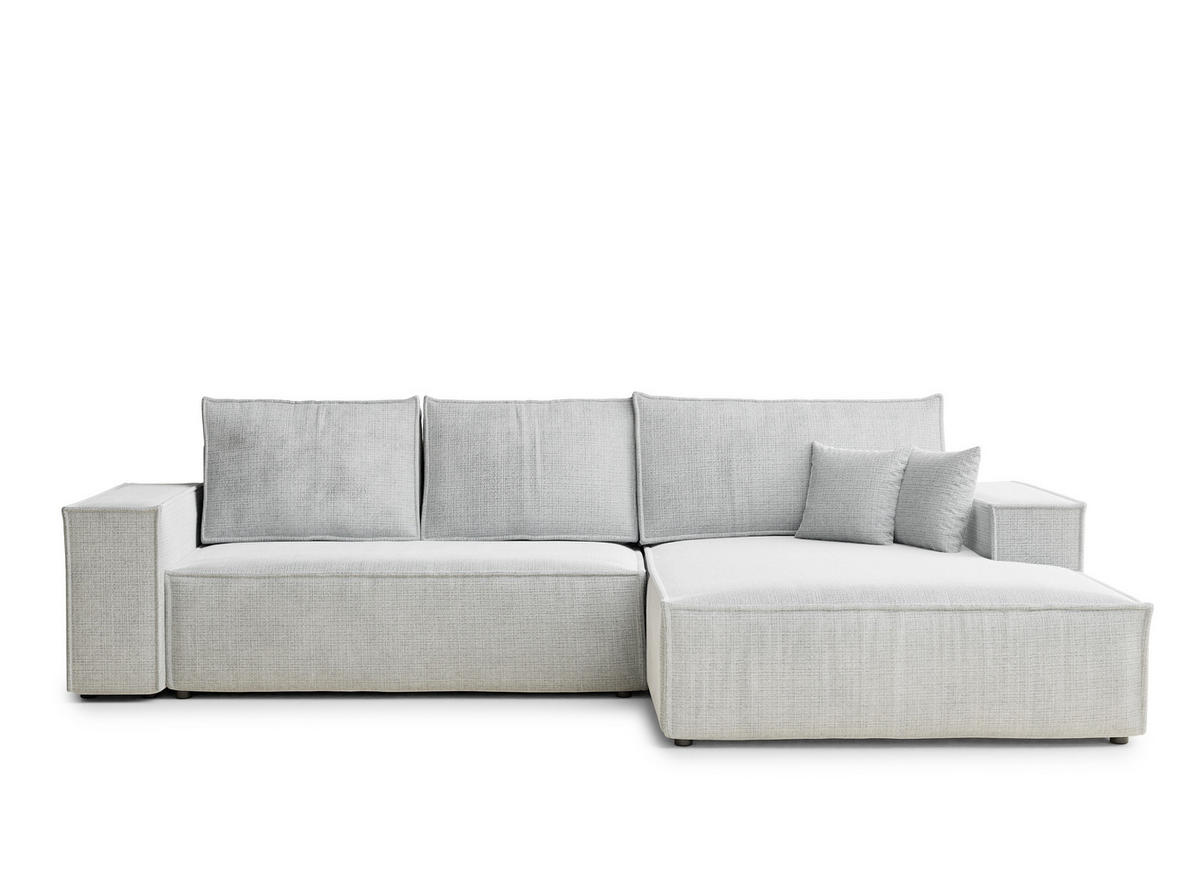 ECKSOFA Maze Grau Chenille-Stoff - Rechts Seite - Schwarz/Grau, Holz/Holzwerkstoff (294/185cm) - Maison de Reve