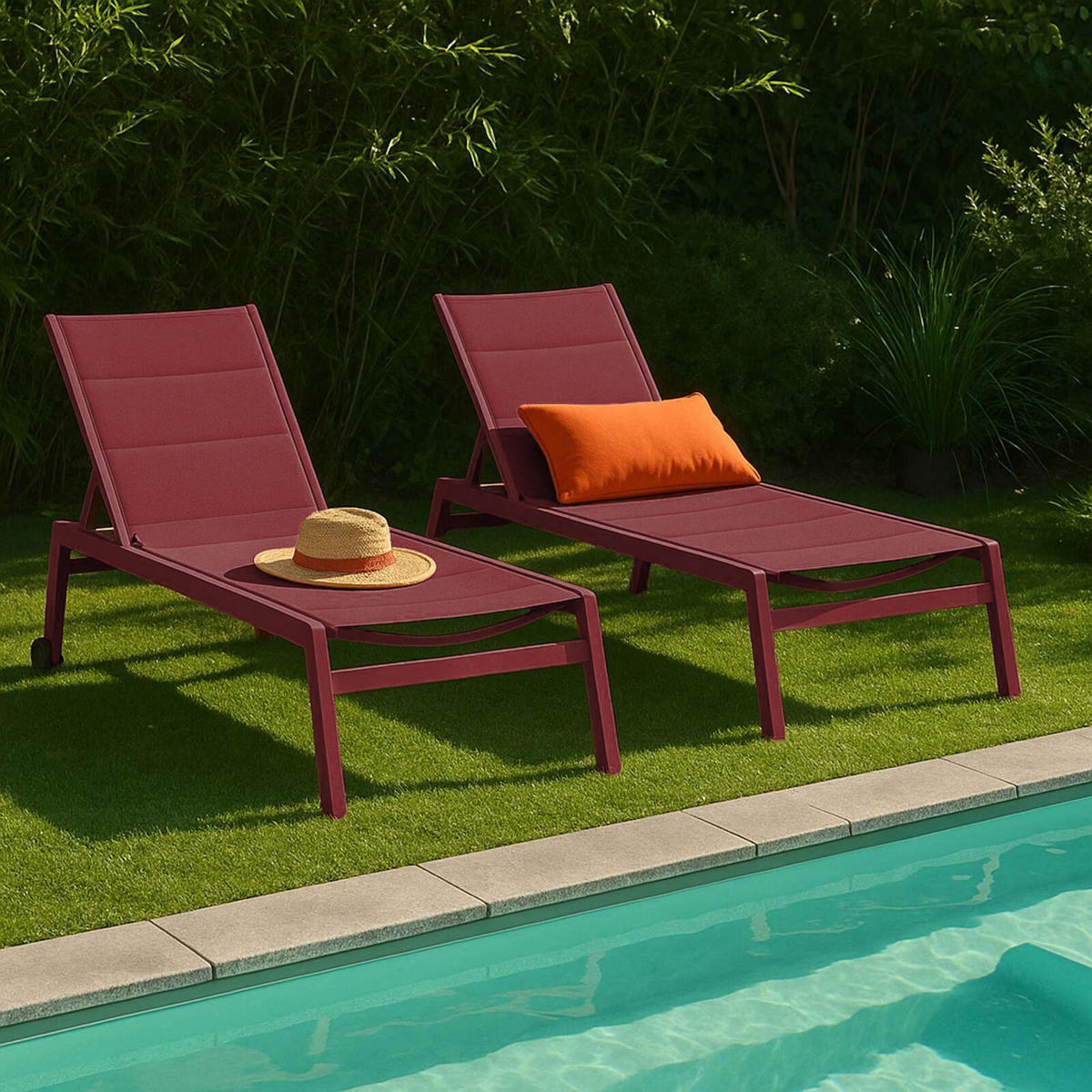 SONNENLIEGE 2-tlg., Lila - Lila, Metall (169/103/65cm) - Oviala