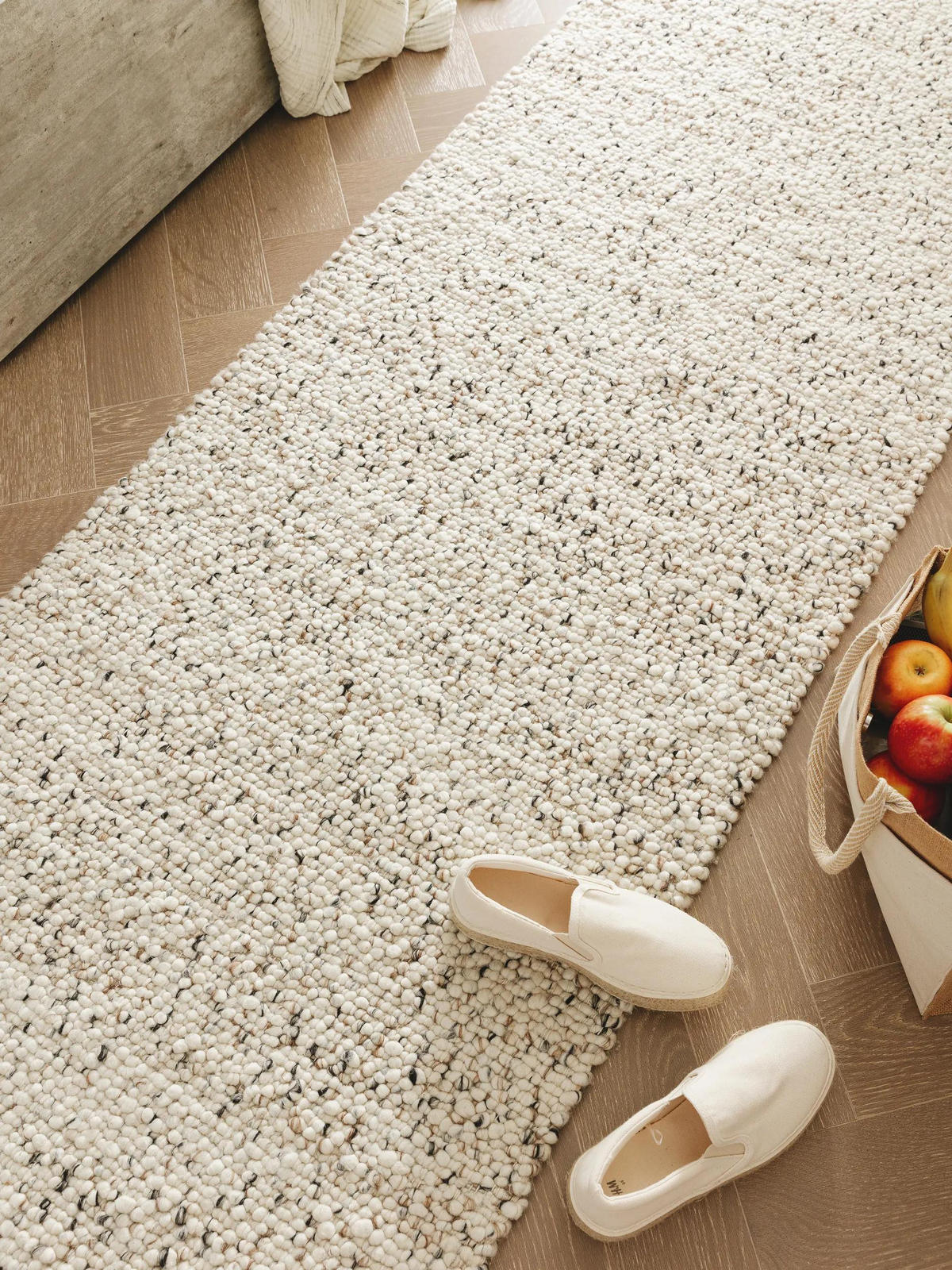 VLNĚNÝ běhoun Patch Bílá/Černá 80x250 cm - bílá, textil/přírodní materiály (80/250cm) - benuta Pure