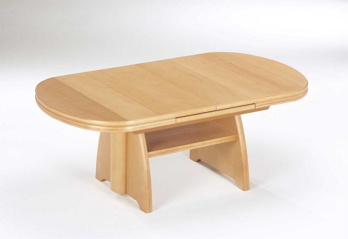 FUNKTIONSTISCH Calogera höhenverstellbar und ausziehbar 90(130,5) x 65 x 56-75 Couchtisch massiv Buche - Buchefarben, Holz (90/65/56cm) - 58aufmkessel