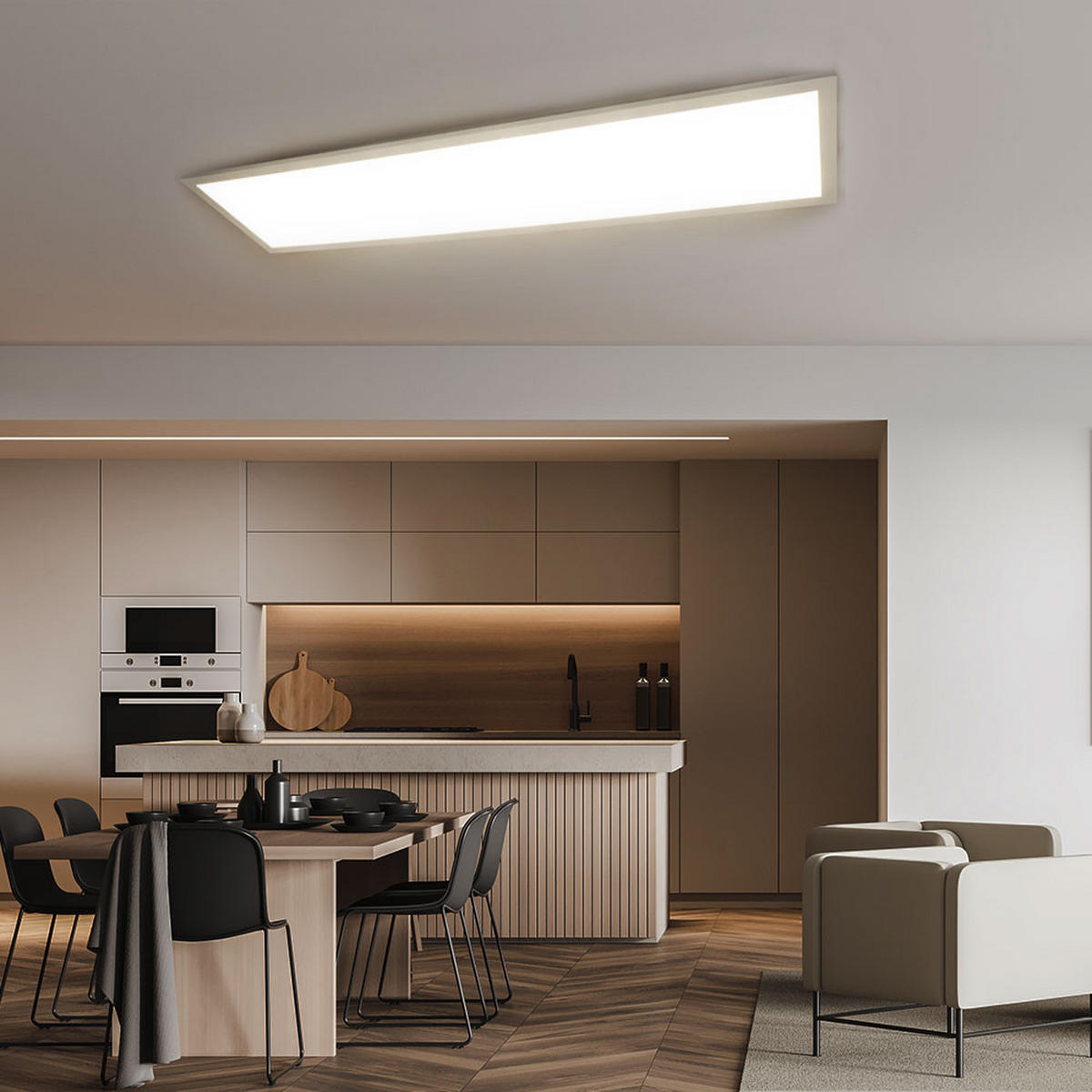 LED AUFBAU PANEL Weiß Aluminium - Weiß, Metall (120/30/5.5cm) - Globo Lighting