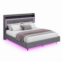 POLSTERBETT mit USB und LED 160x200 cm Grau - Grau, Metall (160/200cm) - Meubliv