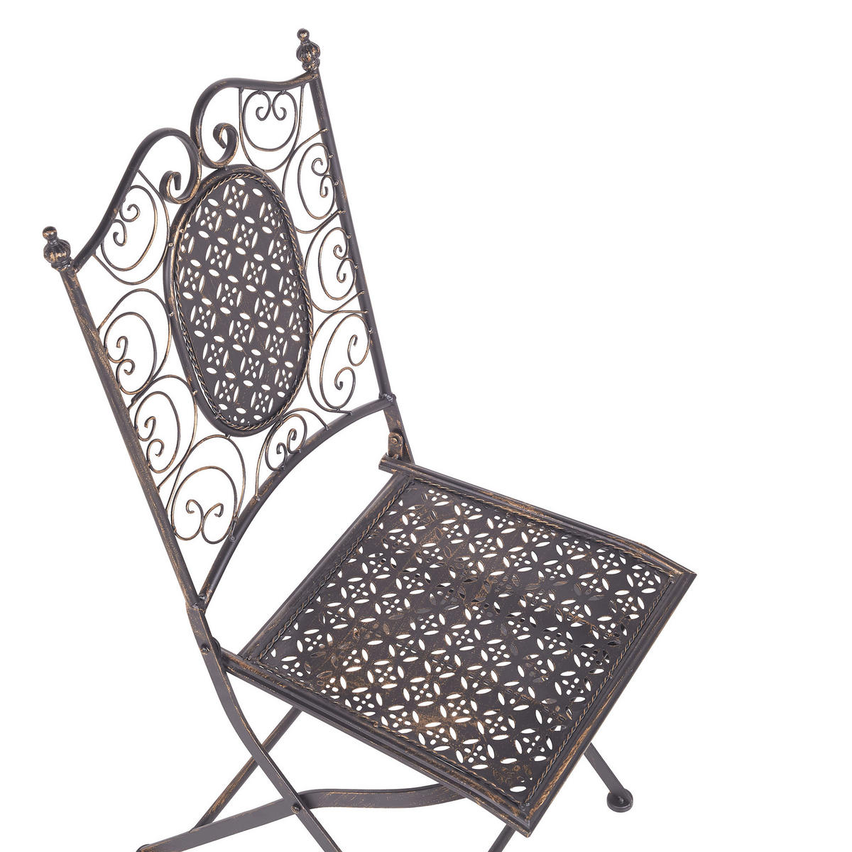 BALKONSET 2-Sitzer Metall Klapptisch schwarz Bormio - Goldfarben/Schwarz, Metall - Beliani