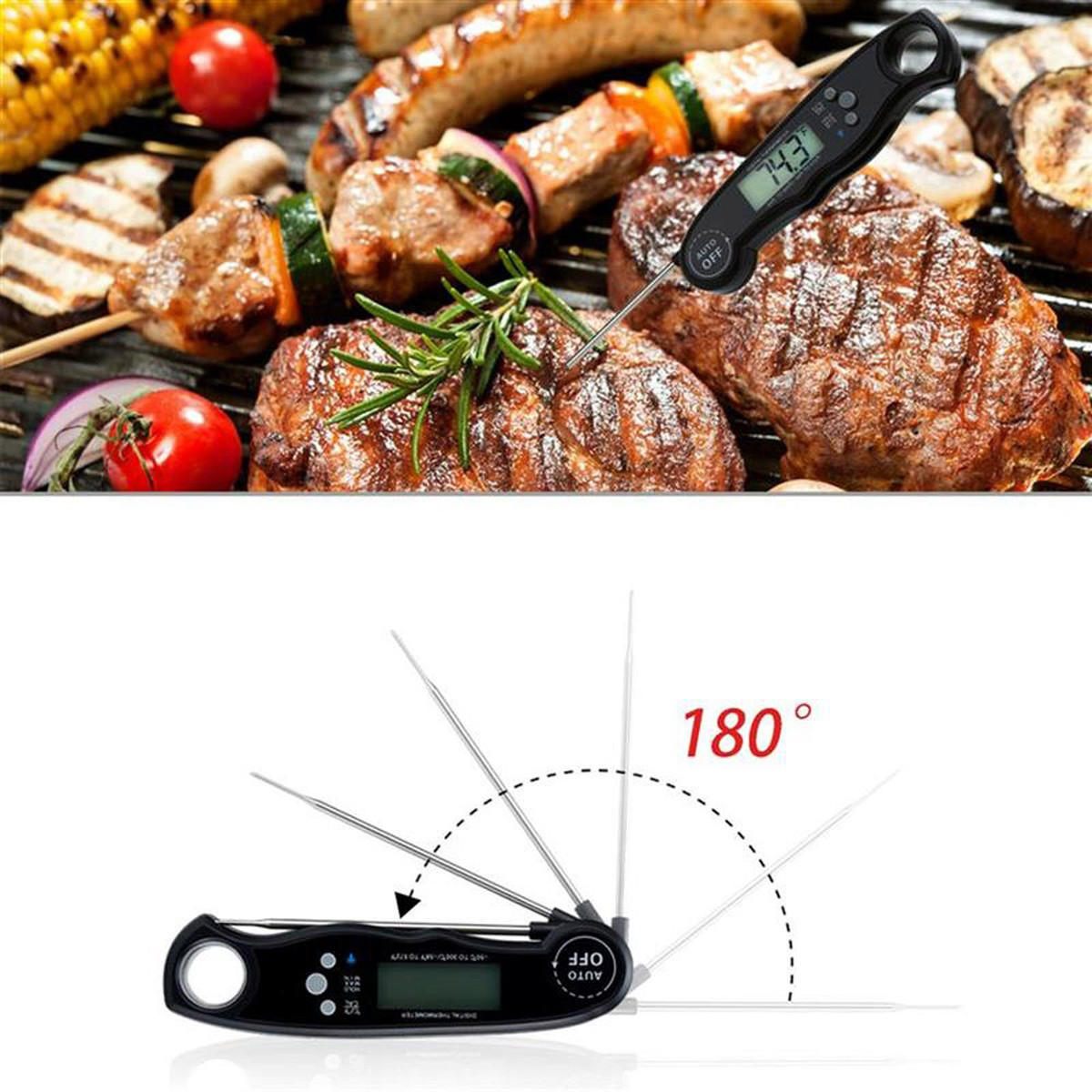 KÜCHENTHERMOMETER mit LCD-Display und Alarmfunktion - Schwarz, Kunststoff - Intirilife