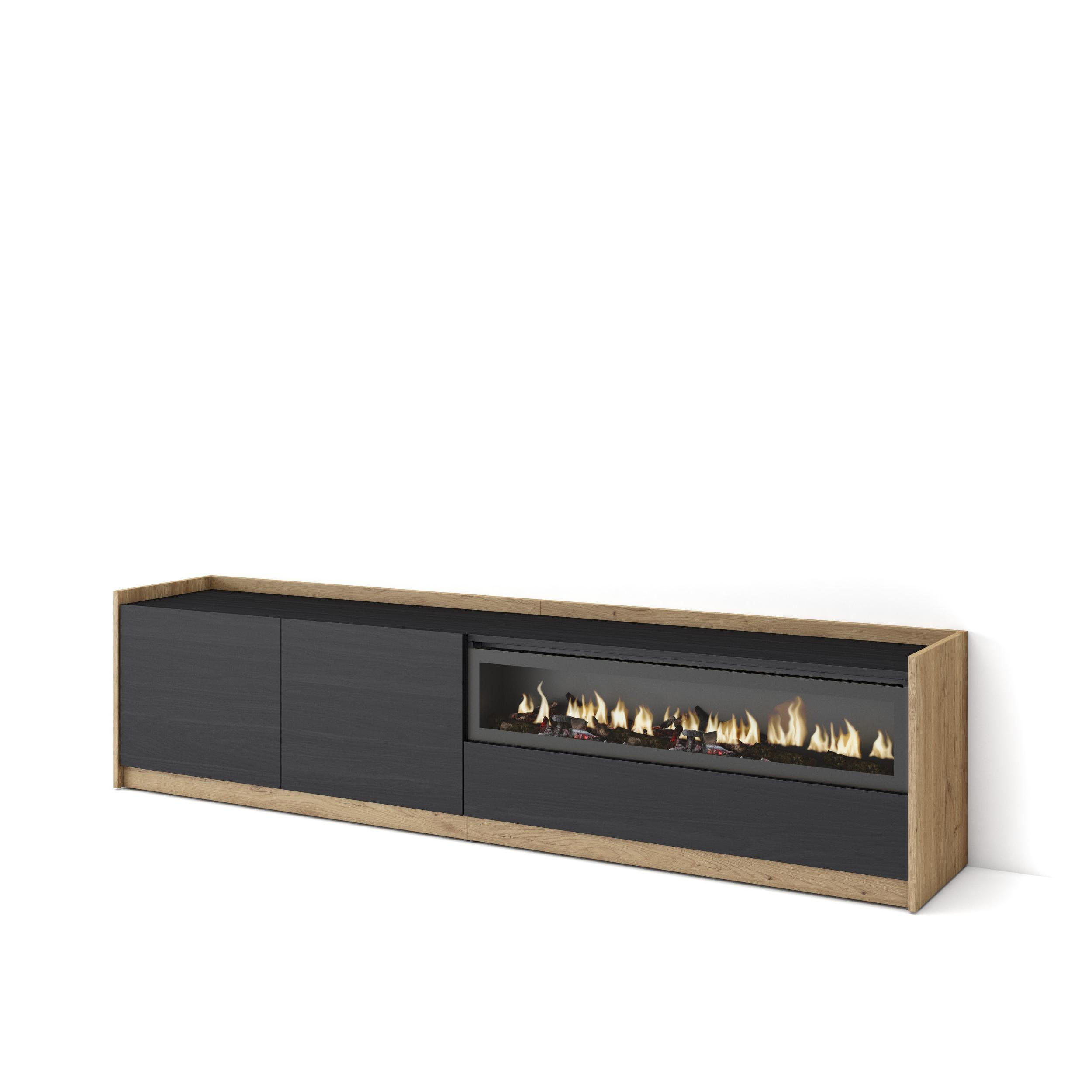 Skraut Home Lowboard, Schwarz 207x50x37 cm