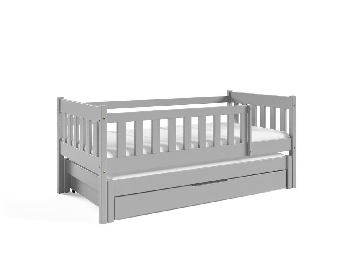 ETAGENBETT STELLA mit Bettkasten 80x160 cm Hellgrau - Hellgrau, Holz (80/160cm) - MASSENO