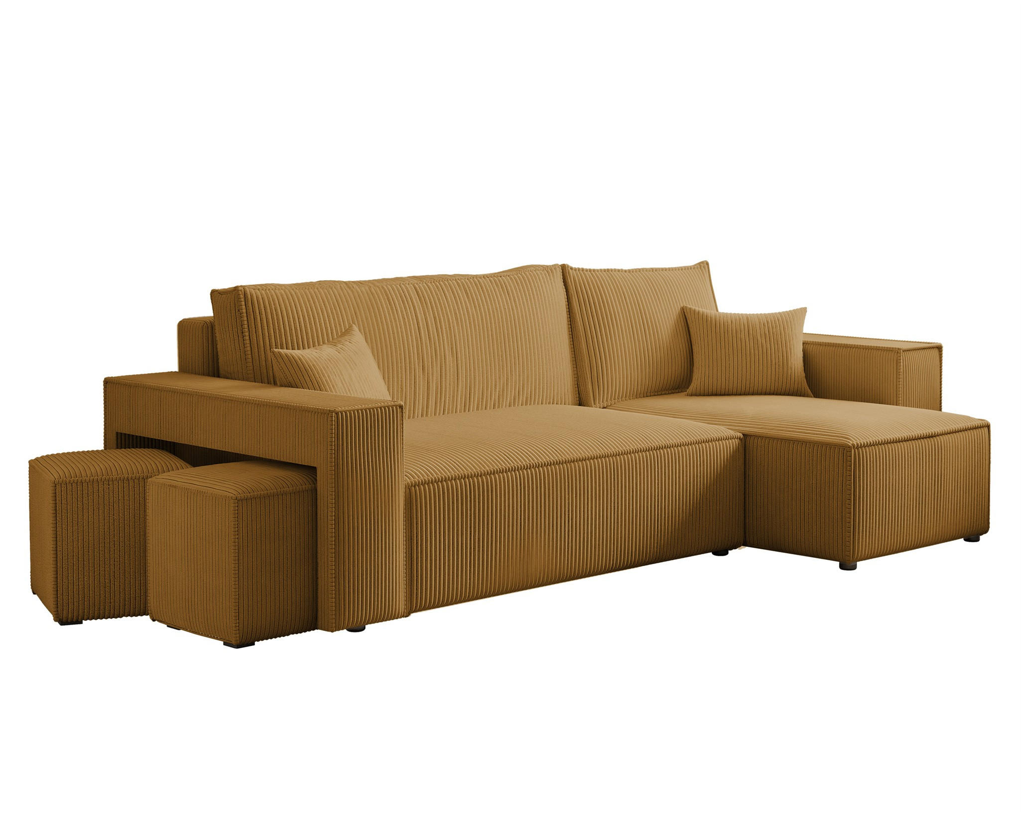 ECKSOFA Adara Inkl. Hocker - Gelb, Holzwerkstoff/Textil (145/262cm) - Fun Möbel