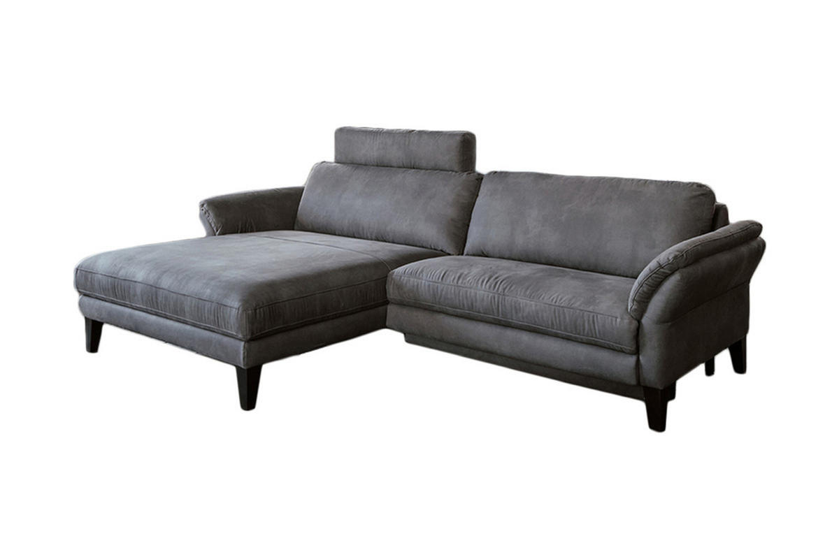 ECKSOFA MALTA Grau Webstoff - Schwarz/Grau, Buchenholz/Textil (302/175cm) - KAWOLA