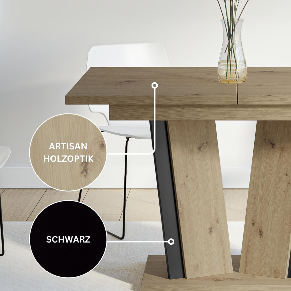 ESSTISCH Ausziehbar 120-160 cm Artisan - Eiche Artisan, Holzwerkstoff (160/80/75cm) - Home Collective