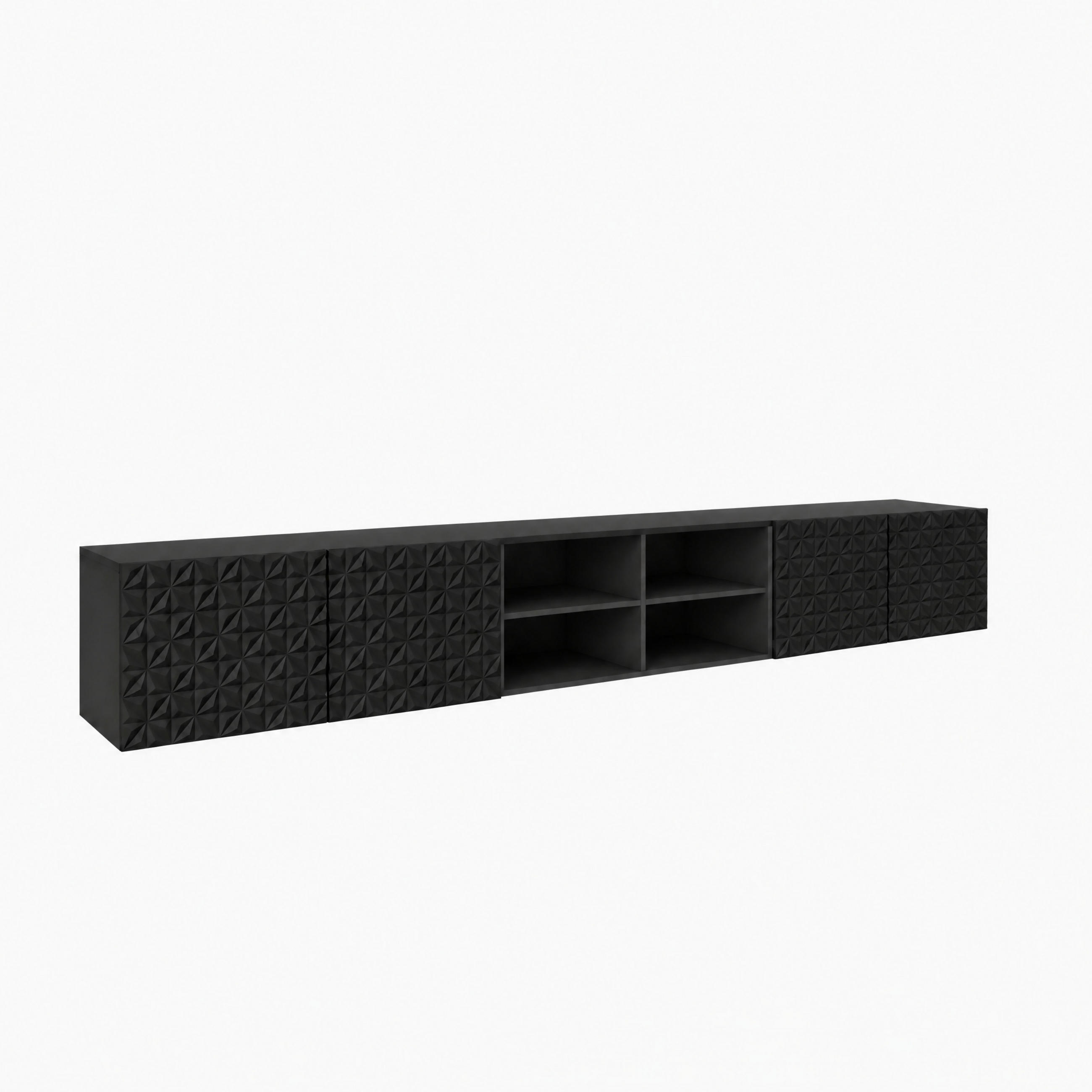 TV-SCHRANK Cali IV 300 cm, viertürig, schwarz - Schwarz, Kunststoff (300/41/40cm) - Margaret Hadas24