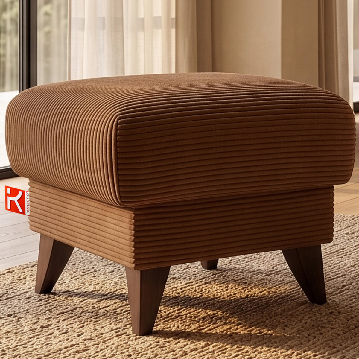 FUẞSTÜTZE GUSTAVO II, Rostbraun - Rotbraun/Braun, Holz/Holzwerkstoff (53/49/53cm) - KONSIMO®