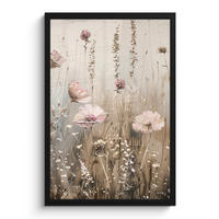 GERAHMTES BILD Blumen - Rosa - Modern - Beige 40x60 cm - Beige, Papier (40/60cm) - MuchoWow