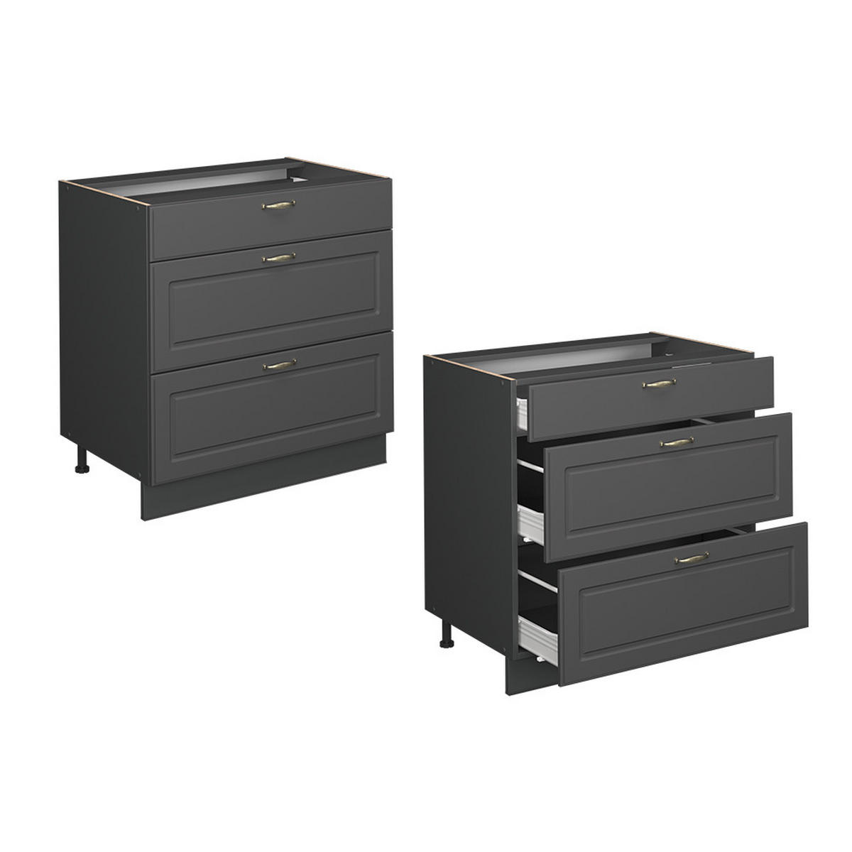 SPODNÍ SKŘÍŇKA KUCHYŇSKÉ LINKY Fame-Line Anthrazit-Gold Landhaus - antracitová, kompozitní dřevo (80/82/60cm) - Vicco