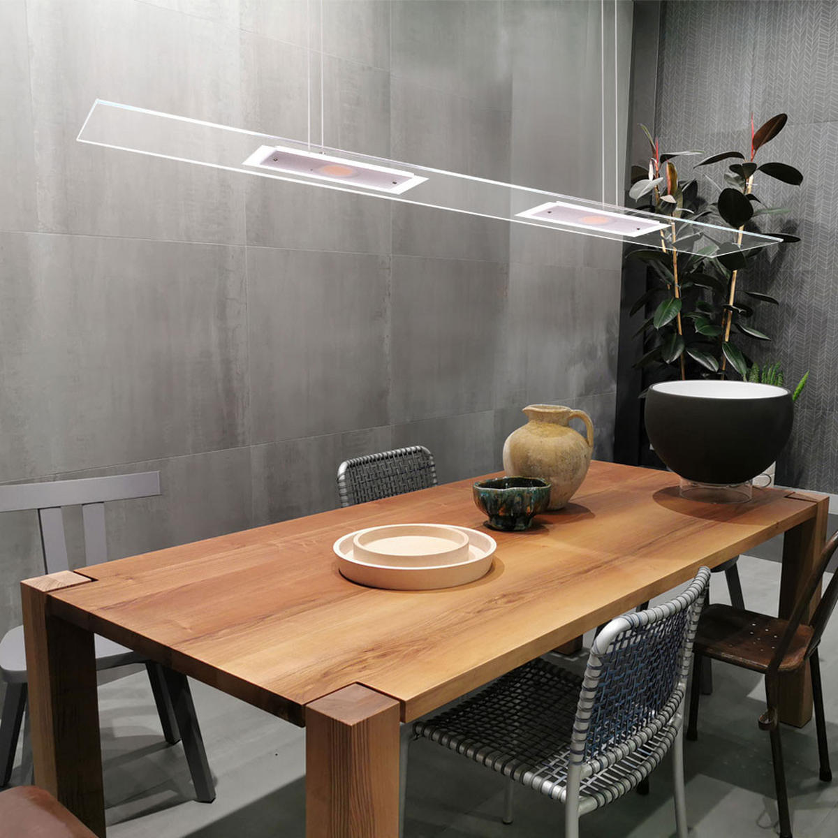 LED HÄNGELEUCHTE Metall Silber - Silberfarben, Glas (100/10/130cm) - Brilliant