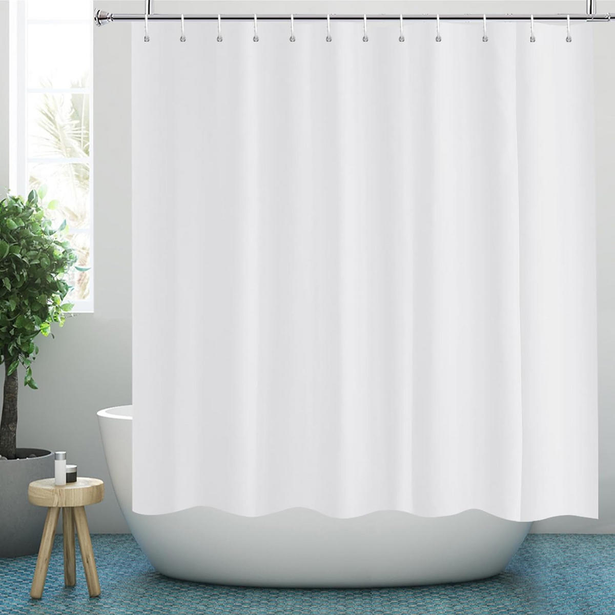 DUSCHVORHANG Weiß wasserdicht schimmelresistent mit Schlaufe Aufhängung Breite x Höhe 200 cm - Weiß, Kunststoff (180/200cm) - MCBOSON