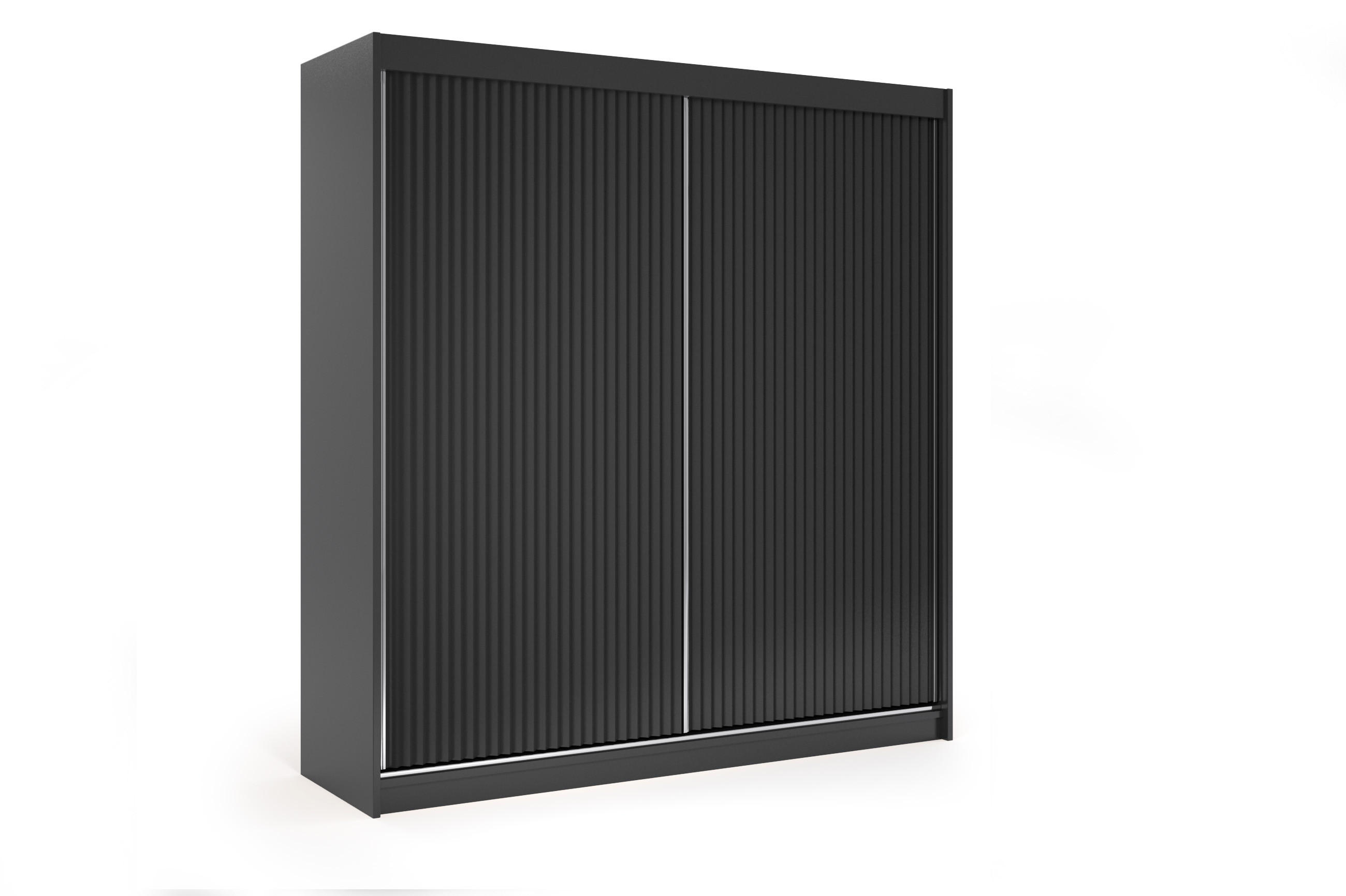 KLEIDERSCHRANK RYFLOX - 200 - Schwarz - Schwarz, Holzwerkstoff (200/215/61cm) - ALTDECOR