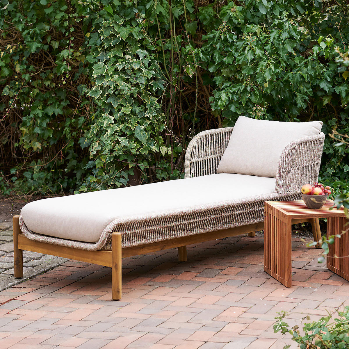 SONNENLIEGE - Beige / Braun - Polyester - Stahl - 87 x 73 x 190 cm - Beige/Braun, Holz/Kunststoff (87/73/190cm) - home24