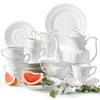 KAFFEESERVICE Chodziez MARIA TERESA 21-tlg Porzellan mit Goldrand, Weiß / Gold - Goldfarben/Weiß, Keramik (8/8/8cm) - KONSIMO®