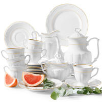 KAFFEESERVICE Chodziez MARIA TERESA 21-tlg Porzellan mit Goldrand, Weiß / Gold - Goldfarben/Weiß, Keramik (8/8/8cm) - KONSIMO®