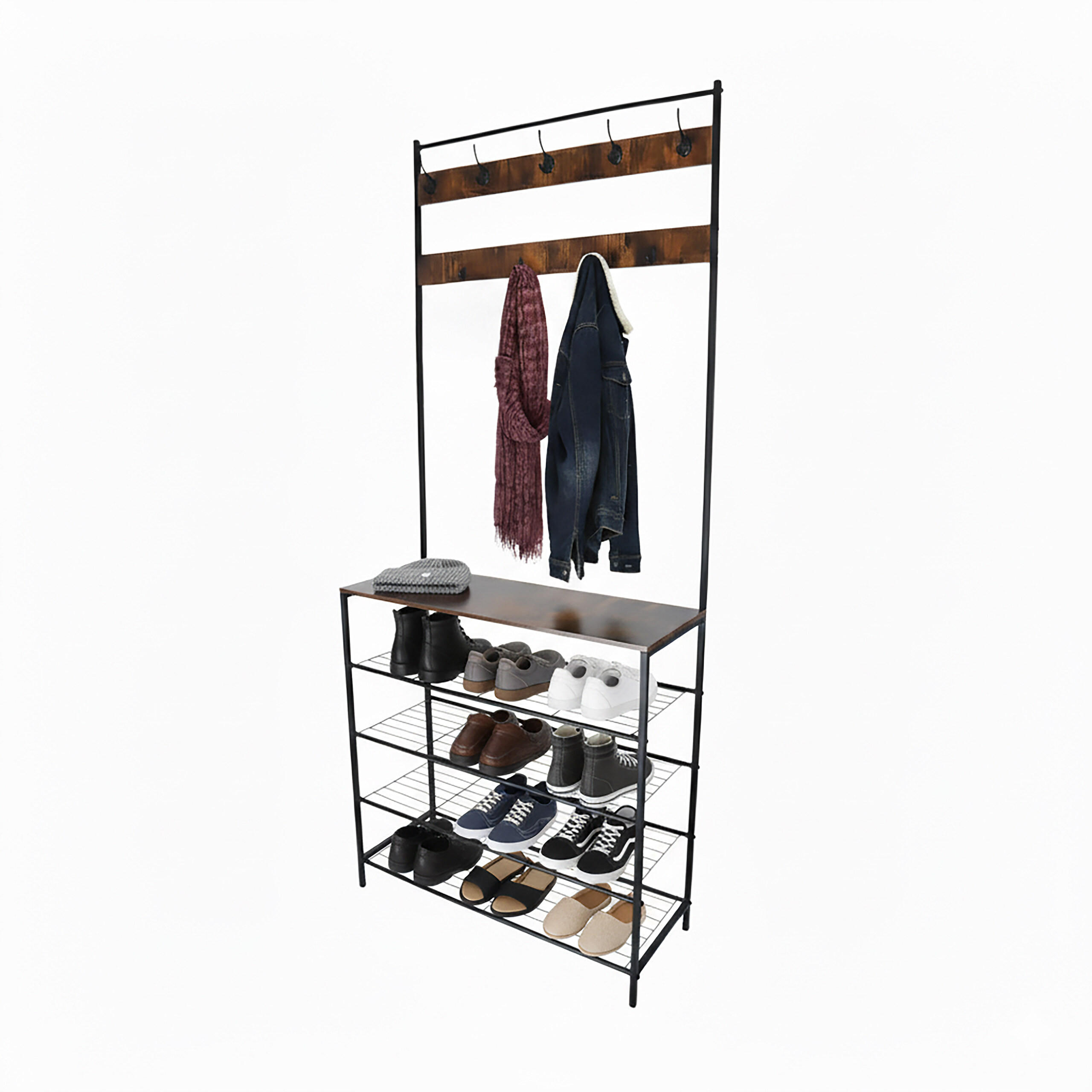 KLÄDSTÄLLNING svart mörkbrun med skohylla metall Multicolor 190/80/30 cm