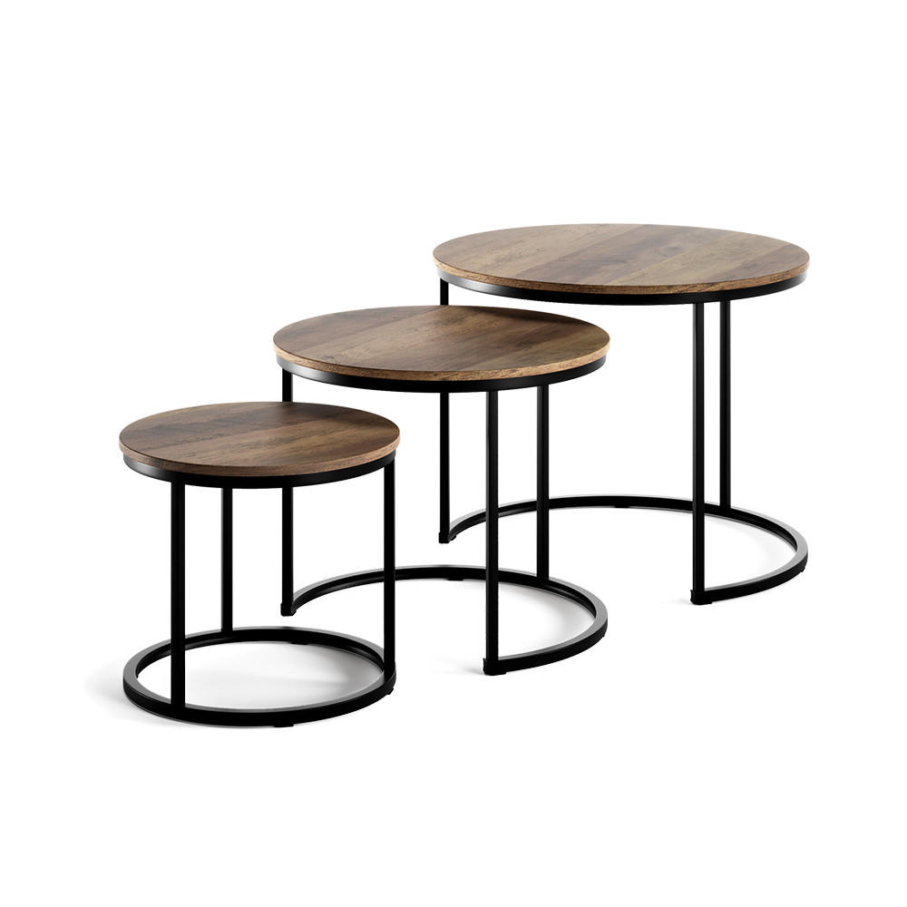 Vicco STOLEČEK KÁVOVÝ STOLÍK Montreal Dřevo 55 x 55 cm 3 díly