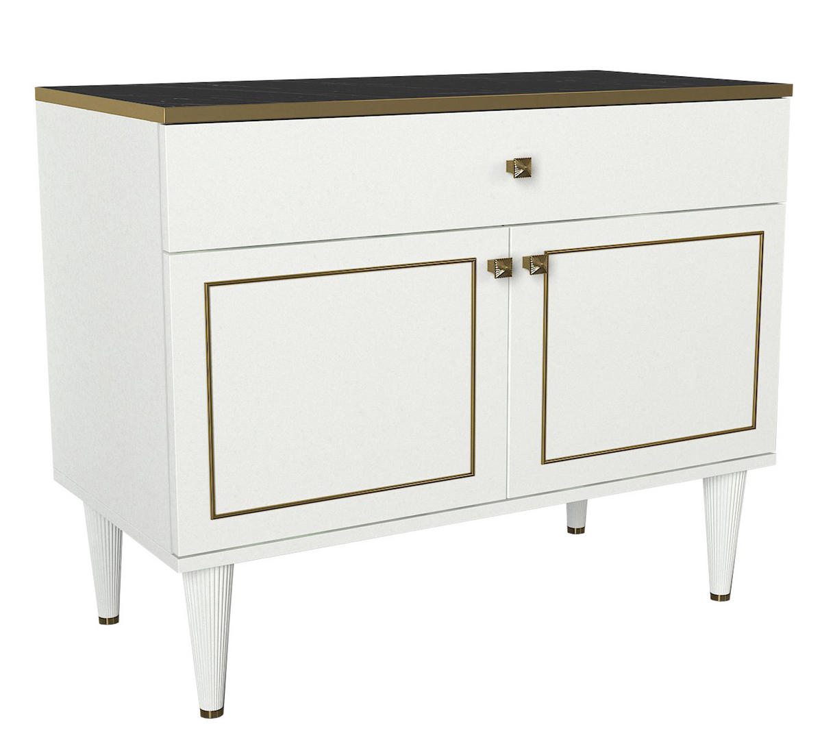 KOMMODE Ravenna Weiß Marmor Optik - Goldfarben/Weiß, Holz/Holzwerkstoff (90/76/44.8cm) - moebel17