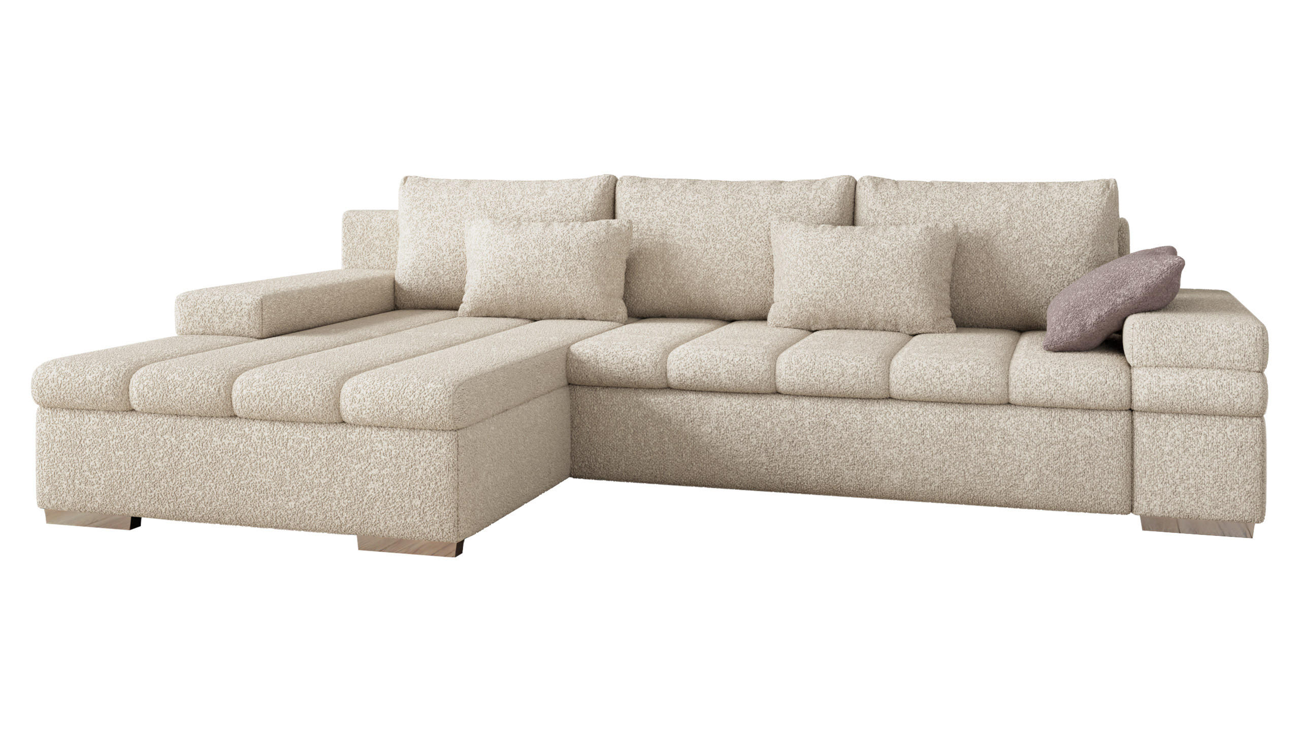ECKSOFA Bangkok Premium, Seite: Links - Beige/Silberfarben, Holz/Textil (310/175cm) - MIRJAN24