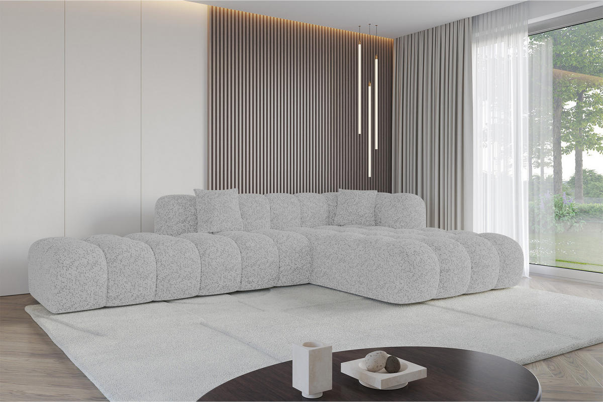 ECKSOFA Ottomane Rechts OLEA-L2 - 289x176x71 cm Grau - Schwarz/Grau, Holzwerkstoff/Kunststoff (289/176cm)