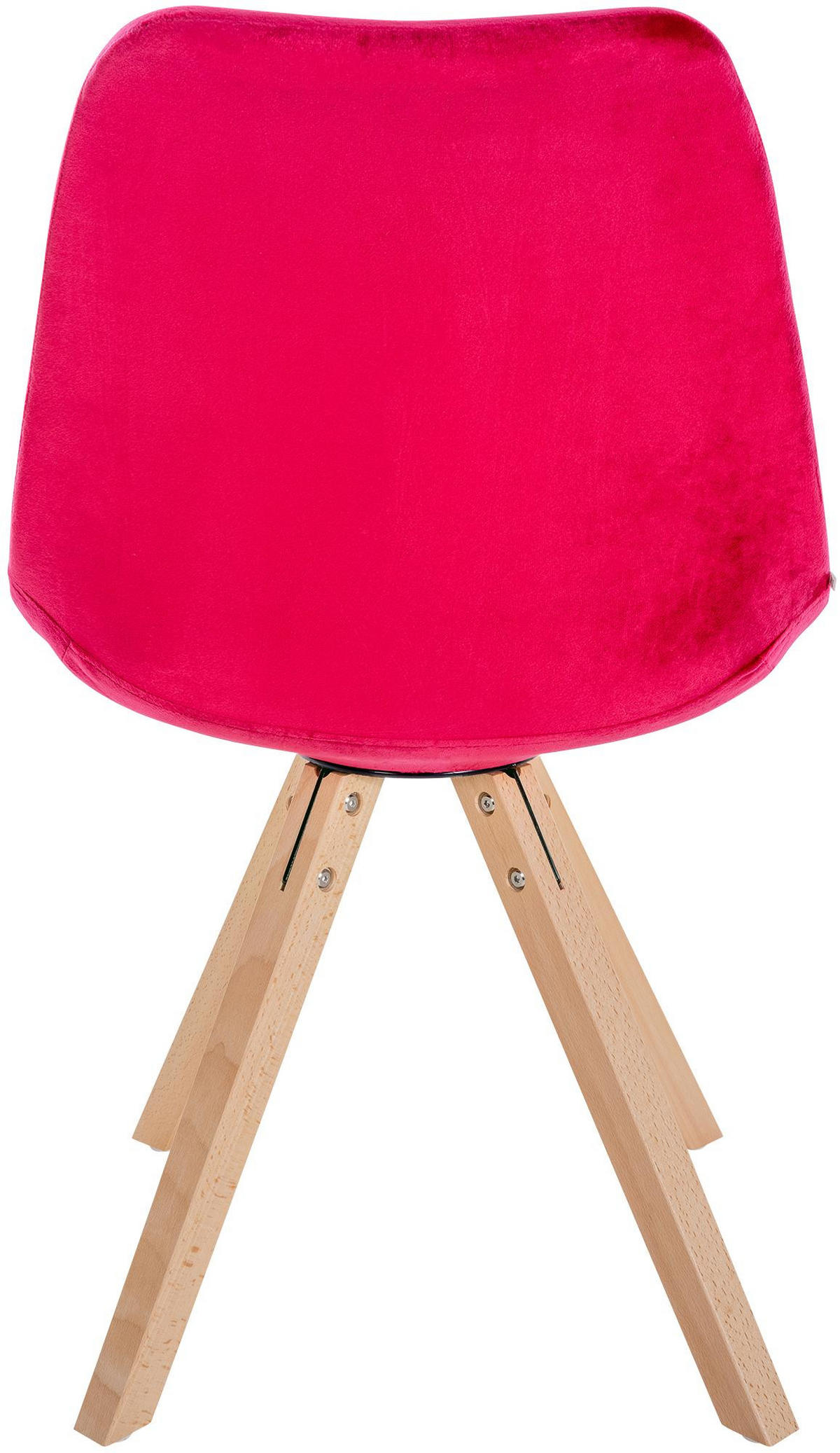 STUHL 4er Set Samt rot - Rot/Naturfarben, Holz/Textil (48/81/54cm) - CLP