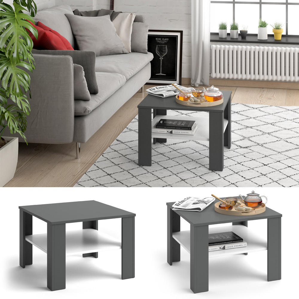 COUCHTISCH Homer Weiß/Anthrazit 60 x 60 cm - Anthrazit/Weiß, Holzwerkstoff (60/60/42cm) - Vicco