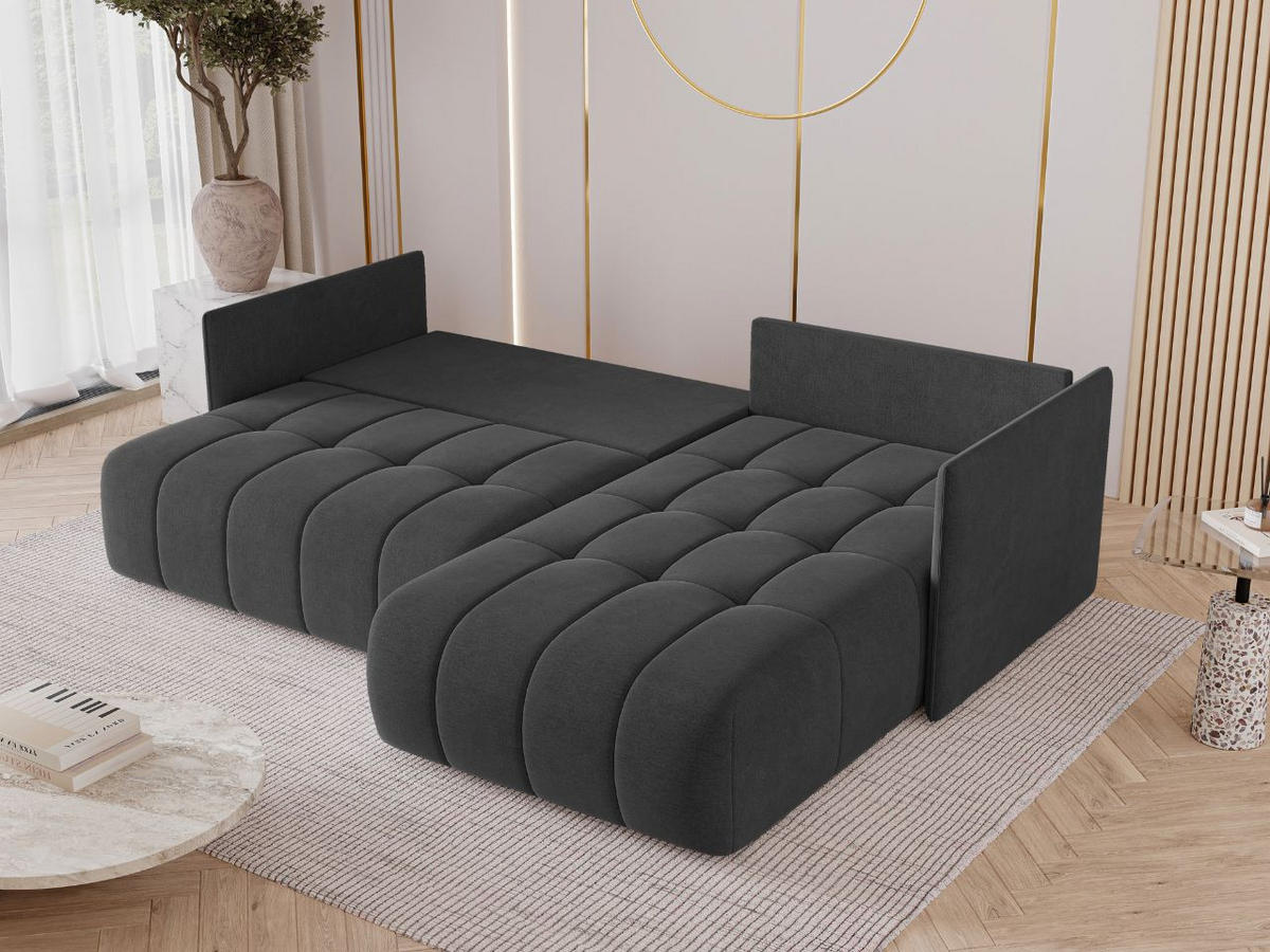 ECKSOFA Ardi Anthrazit - Anthrazit/Schwarz, Holz/Textil (245/182cm) - Graingold