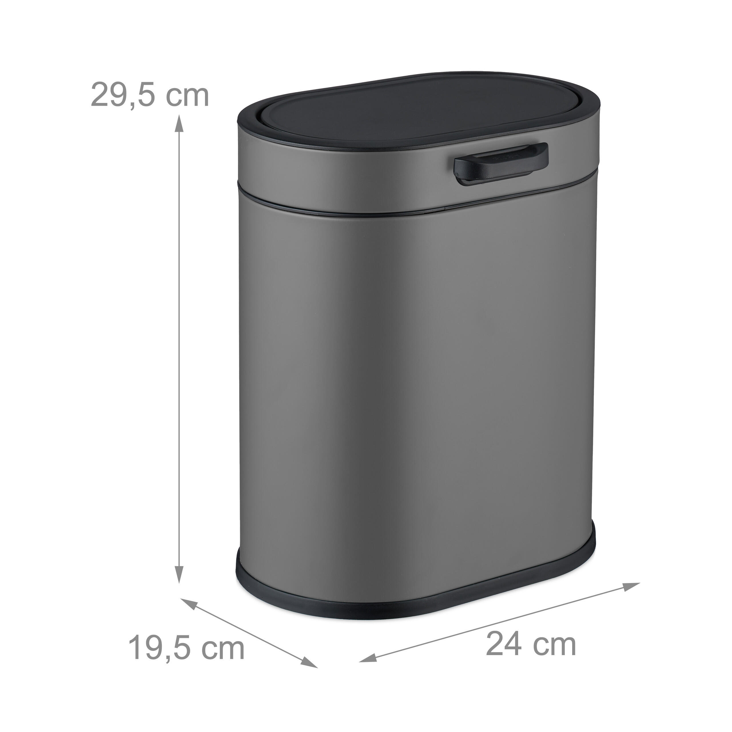 Thumbnail - Relaxdays Mülleimer, Grau, Metall, Kunststoff, Oval, 24x29.5x19.5 cm, Badaccessoires, Waschplatzzubehör, Kosmetik- & Abf...
