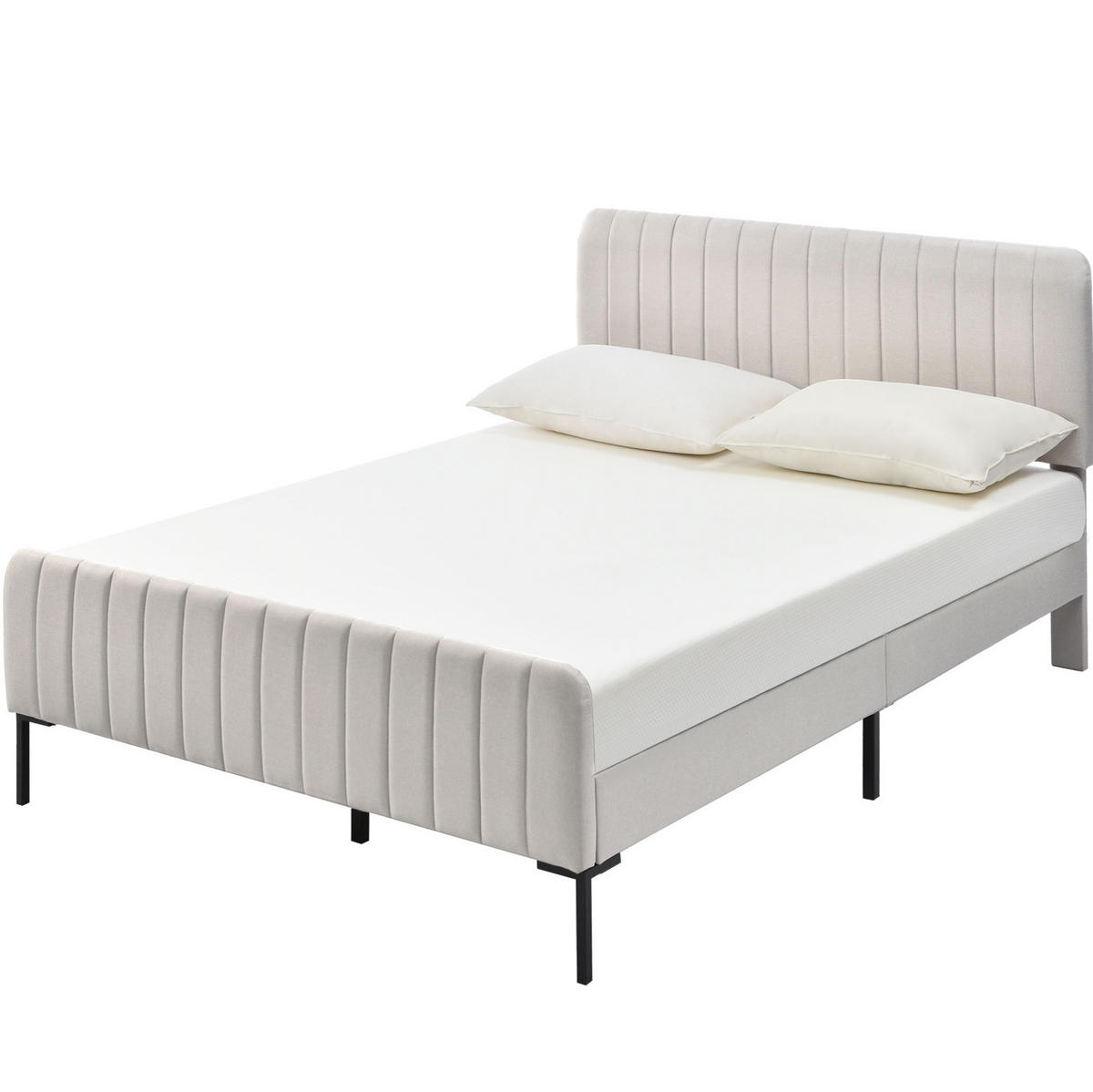 POLSTERBETT 140/200 cm in Grau-Beige mit verstellbarem Kopfteil - Grau, Textil (140/200cm) - Flora Grace