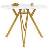 ESSTISCH 100/100/76 cm Gold aus MDF mit Marmoroptik - Goldfarben, Holzwerkstoff (100/100/76cm) - OKMYHOME