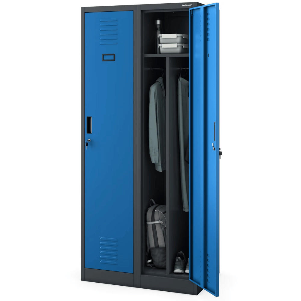 UMKLEIDESCHRANK Spind WIEN 2 Abteile 180x80x50cm Anthrazit-Blau - Anthrazit, Metall (80/180/50cm) - DELUKE