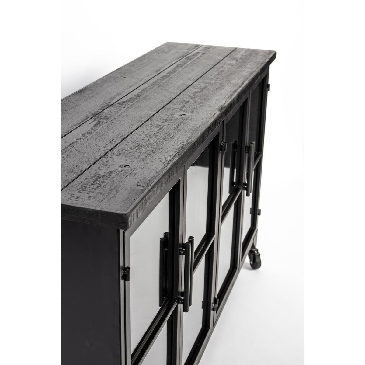 AUFBEWAHRUNGSSCHRANK Ferre Kast auf Rollen Niedrig Holz/Metall Schwarz - Schwarz, Holz (35/75/120cm) - Housecraft Living