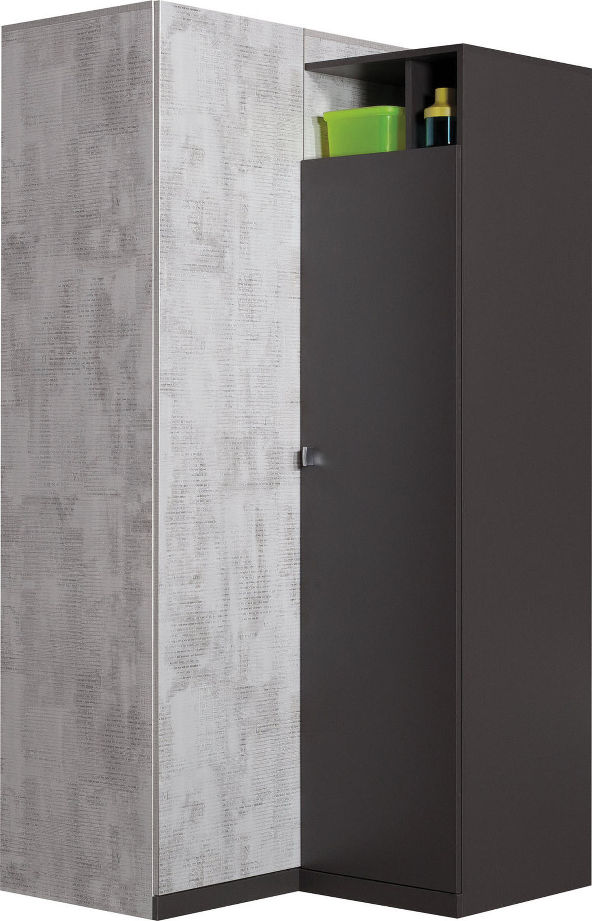 DREHTÜRENSCHRANK FIUME 95/190/95cm 2-türig Graphitfarben - Graphitfarben/Grau, Holzwerkstoff (95/190/95cm) - MASSENO