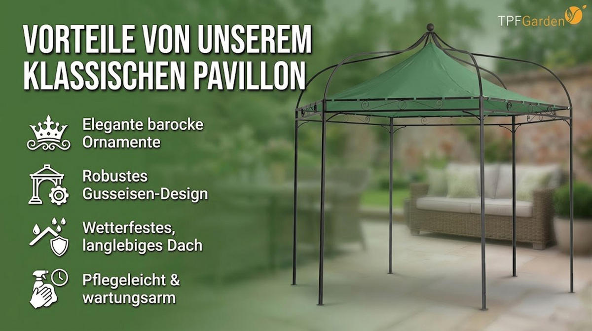ERSATZDACH für Pavillon Mondura, Pavillondach 6-eckig, Durchmesser 300 cm, Farbe: Grün - Grün, Kunststoff (320/0.3/320cm) - TPFGarden