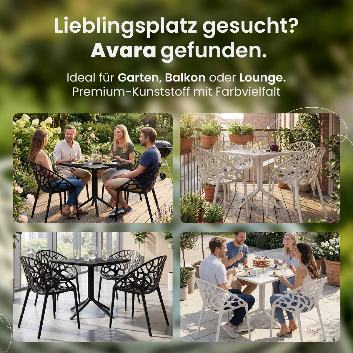 GARTENSITZGRUPPE 4 Kunststoff Weiß - Weiß, Kunststoff - CLP