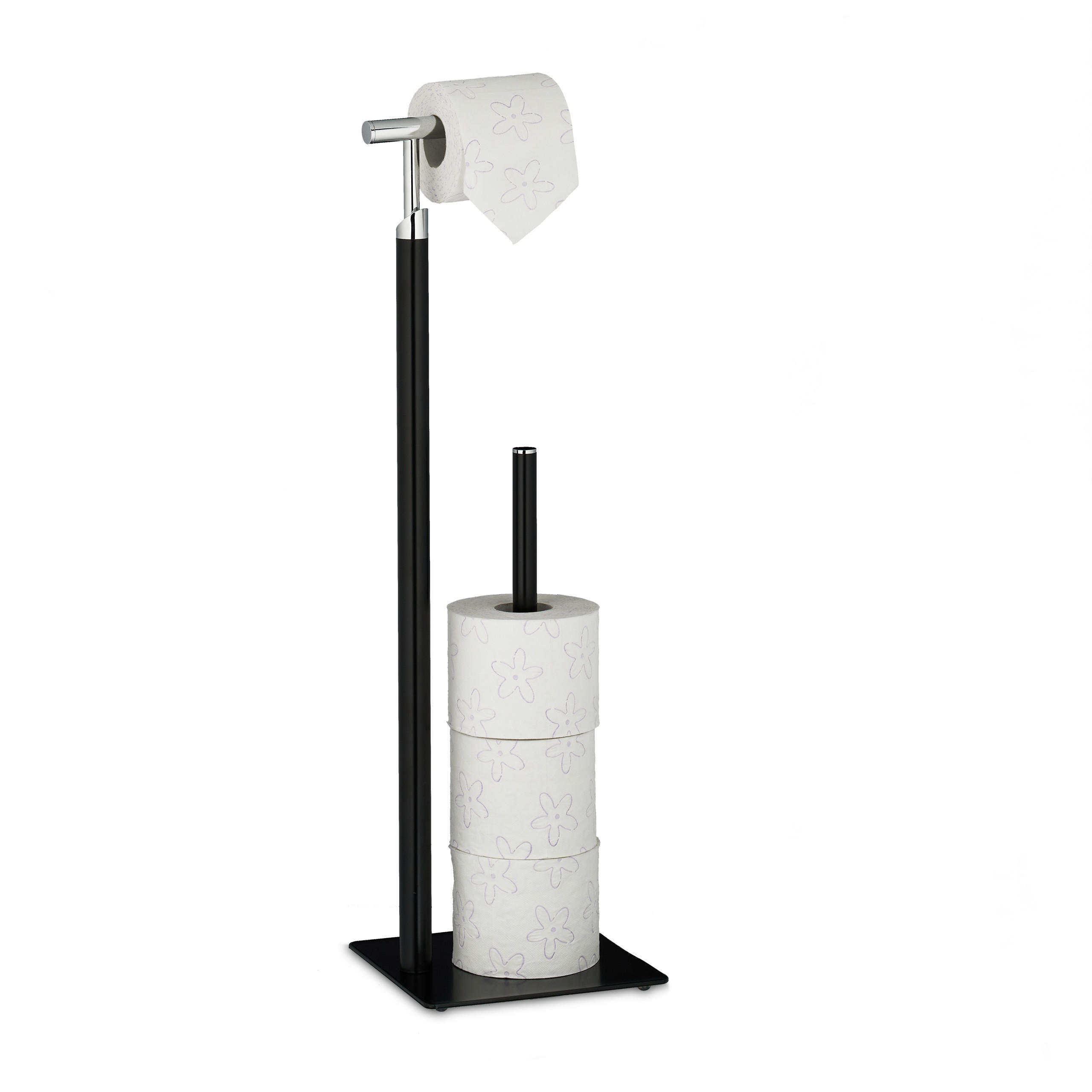 TOILETTENPAPIERHALTER - Schwarz, Metall (20/71/20cm) - Relaxdays