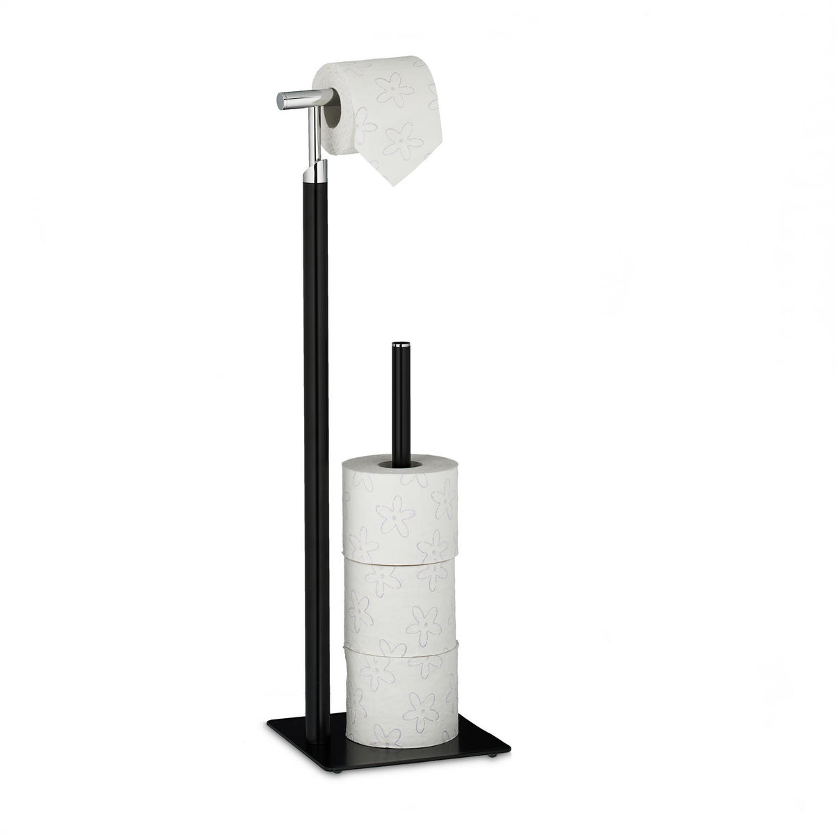 TOILETTENPAPIERHALTER - Schwarz, Metall (20/71/20cm) - Relaxdays