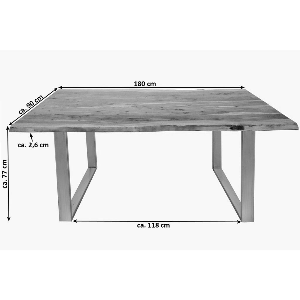 Thumbnail - SAM Esstisch, Beige, Holz, Echtholz,Akazie, Rechteckig,Quadratisch, U-Form, 180x77x90 cm, Esszimmer, Tische, Esstische