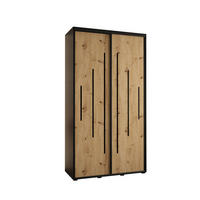 SCHWEBETÜRENSCHRANK 235,2/140/60 2-türig - Schwarz/Eiche Artisan, Holz/Metall (140/235/60cm) - Abiks Möbel