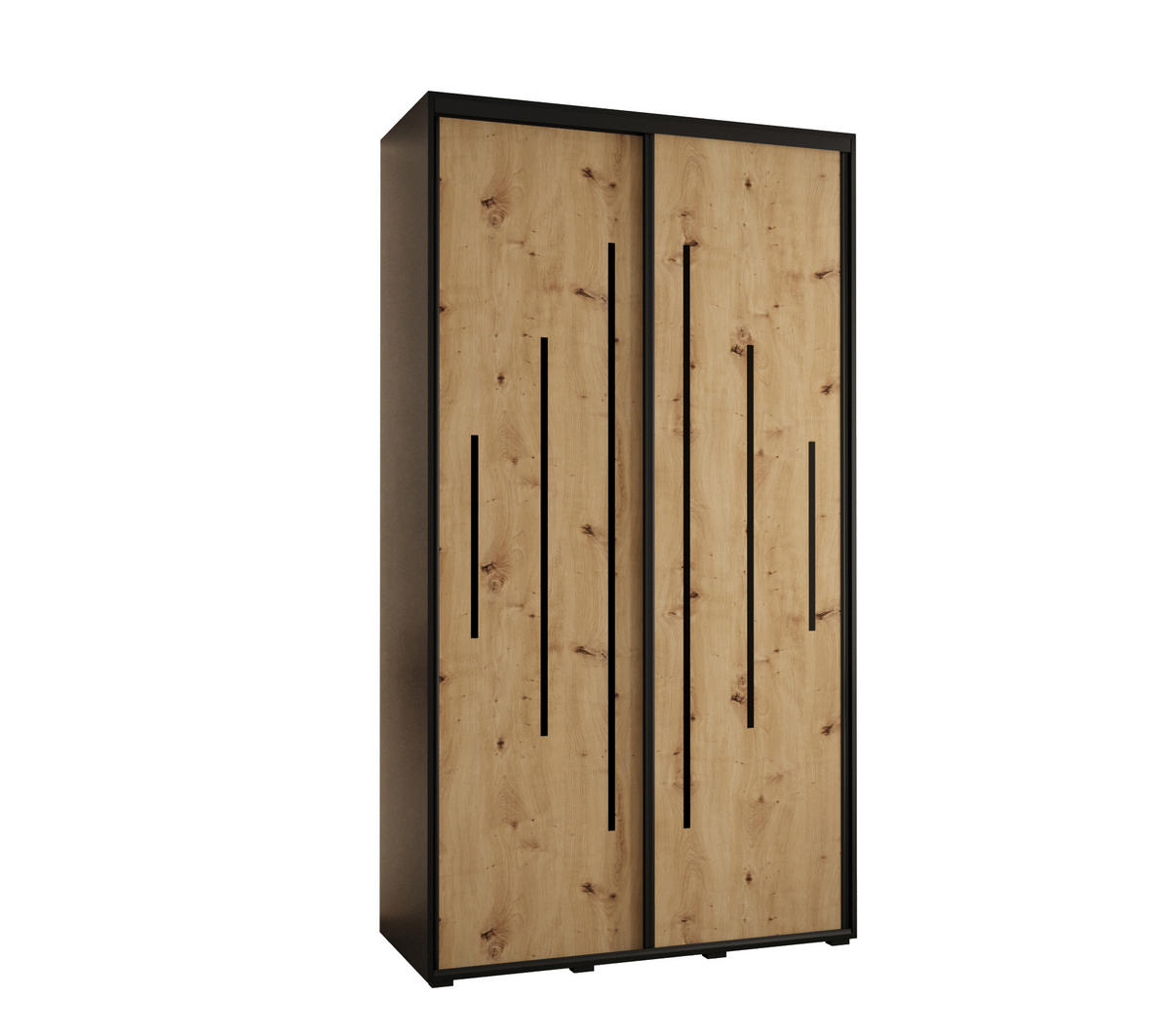 SCHWEBETÜRENSCHRANK 235,2/140/60 2-türig - Schwarz/Eiche Artisan, Holz/Metall (140/235/60cm) - Abiks Möbel