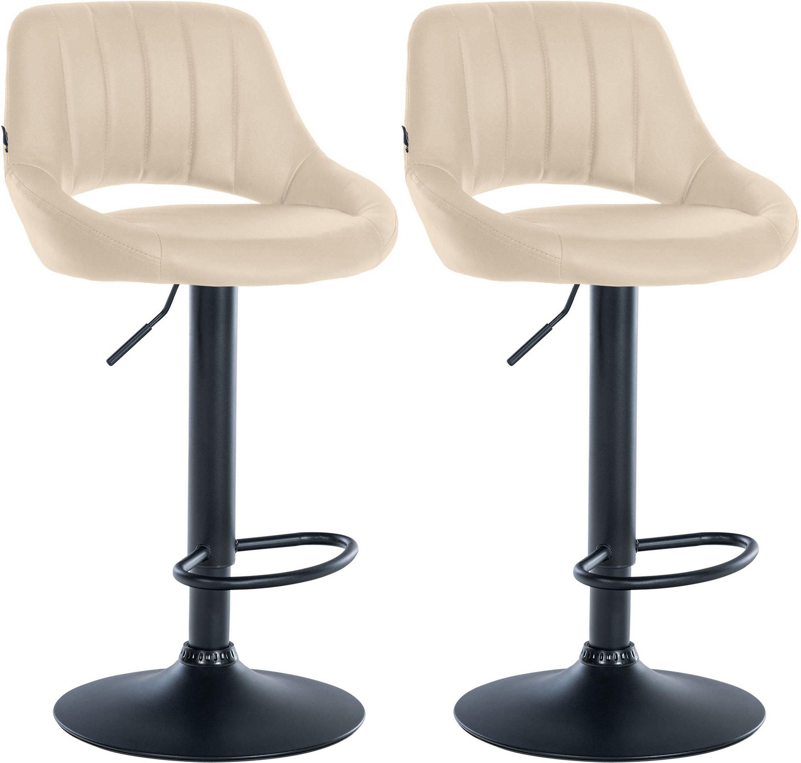 BARHOCKER 2er Set Milos Kunstleder B creme - Schwarz/Naturfarben, Kunststoff/Metall (47/106/48cm) - TPFLiving