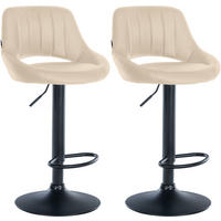 BARHOCKER 2er Set Milos Kunstleder B creme - Schwarz/Naturfarben, Kunststoff/Metall (47/106/48cm) - TPFLiving